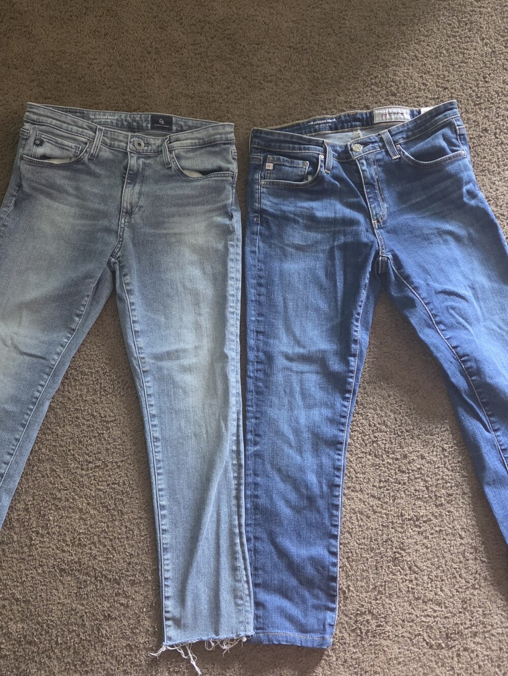 2 Pairs Of AG Adriano Goldschmied The Legging Ankle Jeans Blue Waist 29R